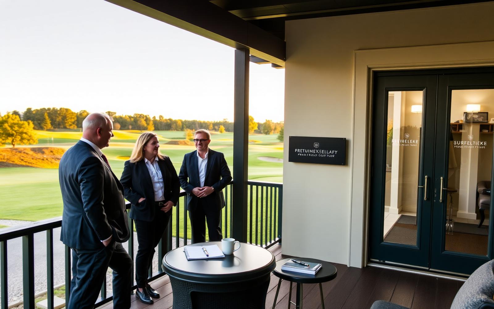 Executive strategy day on a clubhouse terrace